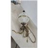 Image 4 : Vintage 1960s-70s Diamond-Cut Glass Globe Swag Lamp with Brass-Tone Hardware and Chain