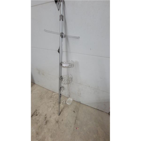 Tension Pole Corner Shower Caddy with Three Wire Baskets and Towel Bars and Patio Stone Mold