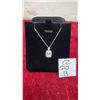 Image 1 : 1.0 Carat Emerald Cut Moissanite Halo Necklace, 16"-18" Long,Mounted in 925 Sterling Silver