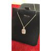 Image 2 : 1.0 Carat Emerald Cut Moissanite Halo Necklace, 16"-18" Long,Mounted in 925 Sterling Silver