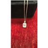 Image 4 : 1.0 Carat Emerald Cut Moissanite Halo Necklace, 16"-18" Long,Mounted in 925 Sterling Silver