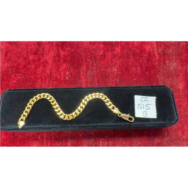 18-Karat Gold Plated 7.5mm Cuban Link Bracelet, 8" Long
