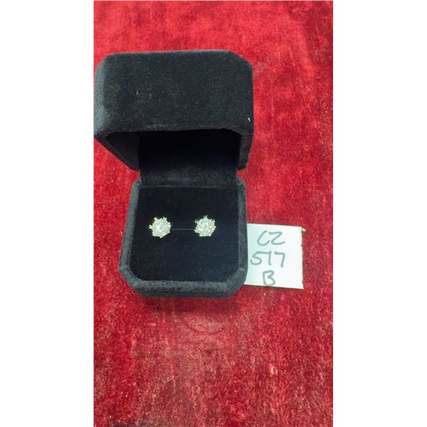 925 Sterling Silver 1.0 Carat Each Moissanite Lab Diamond Stud Earrings, D-VVS1, GRA Report