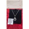 Image 1 : Platinum-Plated 2.0 Carat Pear-Cut Black Cubic Zirconia Double Halo Necklace, Adjustable 16"-18"