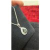 Image 3 : Platinum-Plated 2.0 Carat Pear-Cut Black Cubic Zirconia Double Halo Necklace, Adjustable 16"-18"