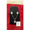 Image 1 : Platinum Plated 23.0 mm Pear Cut Ruby Simulated Diamond 2 Piece Set- Adjustable 17"-19"