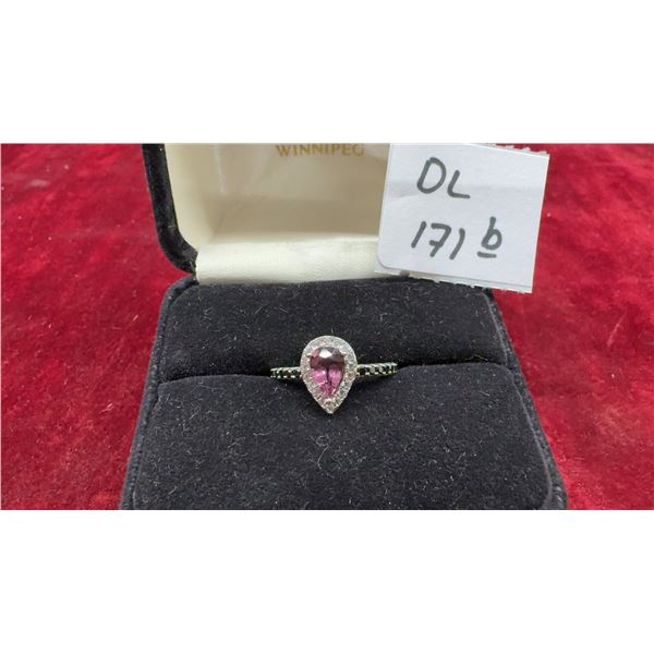 0.77 Ct 7.5 x 5mm Pear Natural Pinkish Purple Tourmaline, Unheated Africa Gem in Solid Silver