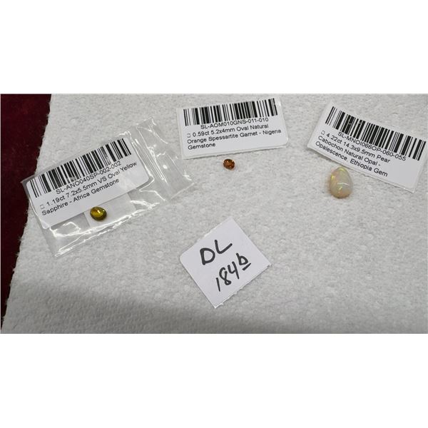 Loose Yellow Sapphire, Orange Spessartite Garnet, Ethiopian Opal Gemstones