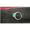 Image 2 : Earth Minded Emerald Style Gem Ring with Accent Stones in Solid Silver Setting