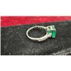 Image 3 : Earth Minded Emerald Style Gem Ring with Accent Stones in Solid Silver Setting