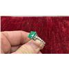 Image 7 : Earth Minded Emerald Style Gem Ring with Accent Stones in Solid Silver Setting