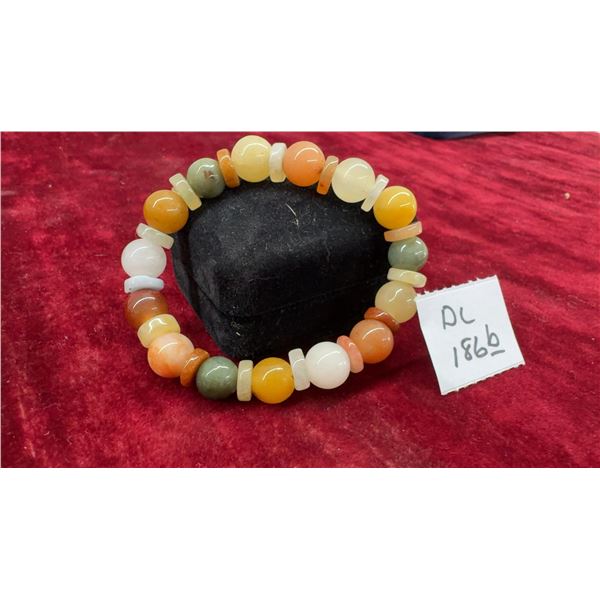 Natural Untreated Multi-Color Jade 30-Piece Burma Gems Bracelet, 171.64 Carat, 2"