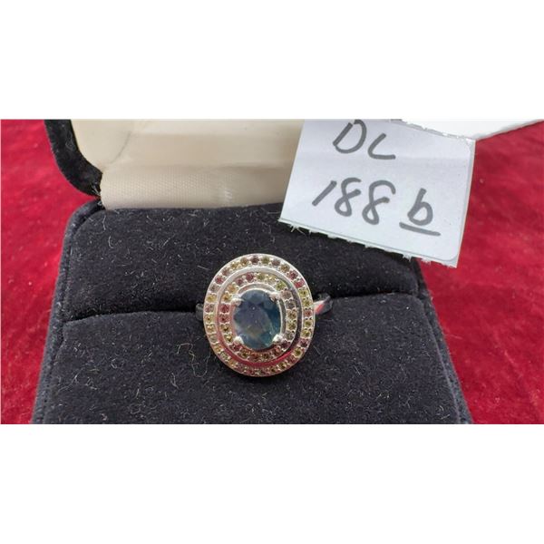 1.33 Ct 7.5 x 6mm Oval Natural Greenish Blue Sapphire, Heated Australian Gem with Solid Silver