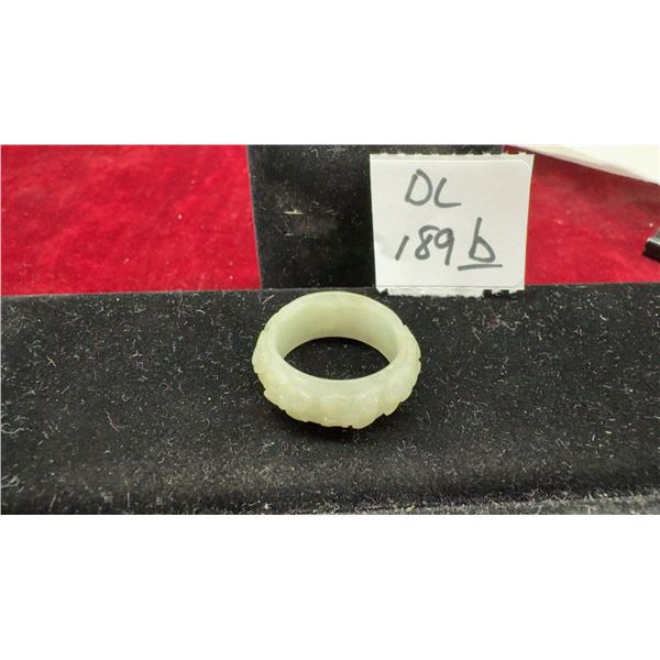 27.00 Ct Natural Jadeite, Jelly Green Jade, Carving Bumar Ring Size 8.5 US