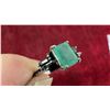 Image 8 : Art Deco-Inspired Earth Minded Emerald Style Ring with Black and Clear Accent Gemstones