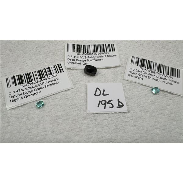 Natural Loose Gemstones: Emerald, Tourmaline, Details in Pictures