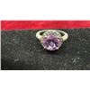 Image 4 : 1.74 Ct 8mm VS Round Brilliant Natural Purple Amethyst Ring in Sterling Silver Setting, Sz 7