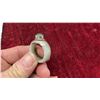 Image 7 : Carved Earth Minded Jade Band Ring with Sterling Silver Setting and Oval Green Jade Cabochon, Sz 8.
