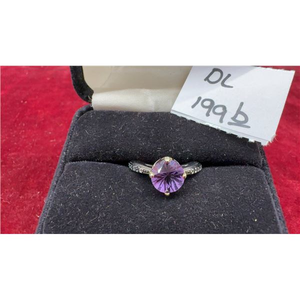1.68 Ct 8 x 5.4mm VS Round Brilliant Natural Purple Amethyst Ring, in Sterling Silver Setting