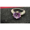 Image 4 : 1.68 Ct 8 x 5.4mm VS Round Brilliant Natural Purple Amethyst Ring, in Sterling Silver Setting