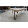 Image 3 : Rustic Rectangular Wood Plank Bench with Black Metal Hairpin Legs 52" Wide