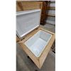 Image 4 : Rustic Wooden Patio Cooler Stand with Barn Door Style Lid and Integrated Spigot 39 x 28 x 19"
