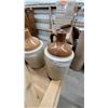Image 3 : Two Stoneware Jugs and Decorative Wrought Iron Grapevine Wine Rack with Wicker Shelf