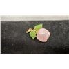 Image 2 : 10k Gold Pendant, Rose Quartz and Jade Leaf