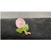 Image 4 : 10k Gold Pendant, Rose Quartz and Jade Leaf