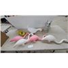Image 1 : Plastic Lawn Ornaments: Pink Flamingos, White Goose, Ducklings, and Gray Squirrel