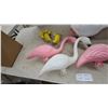 Image 5 : Plastic Lawn Ornaments: Pink Flamingos, White Goose, Ducklings, and Gray Squirrel