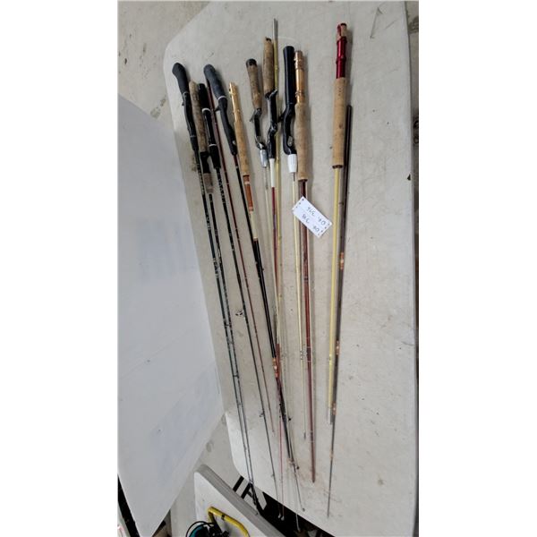 Lot of Assorted Fishing Rods with Cork and Foam Handles, 10x