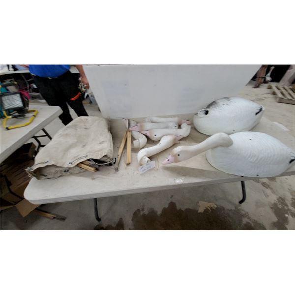 Plastic Full-Body Snow Goose Decoys with Canvas Carry Bag and Spare Heads and More