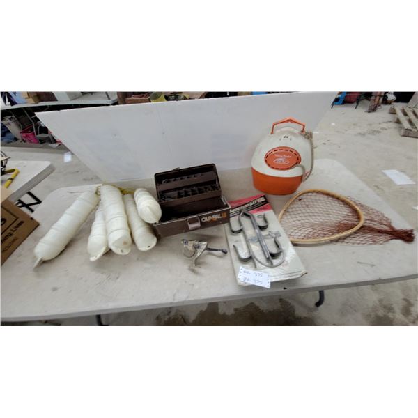 Old Pal Minnow Bucket, Fishing Net, Tackle Box, Gun Rack N.O.S and More