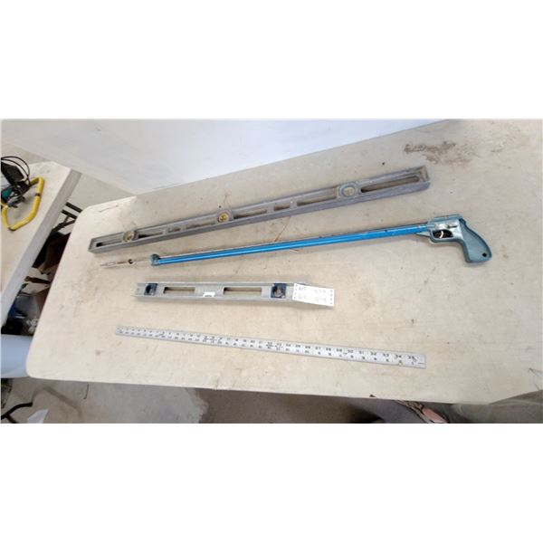 Aluminum Spirit Levels, 35" Metal Straight Edge Ruler, and Blue Conduit Bender and More