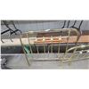 Image 2 : Brass-Plated Metal Bed Frame Headboard and Footboard with Porcelain Floral Finials
