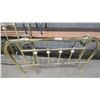 Image 5 : Brass-Plated Metal Bed Frame Headboard and Footboard with Porcelain Floral Finials