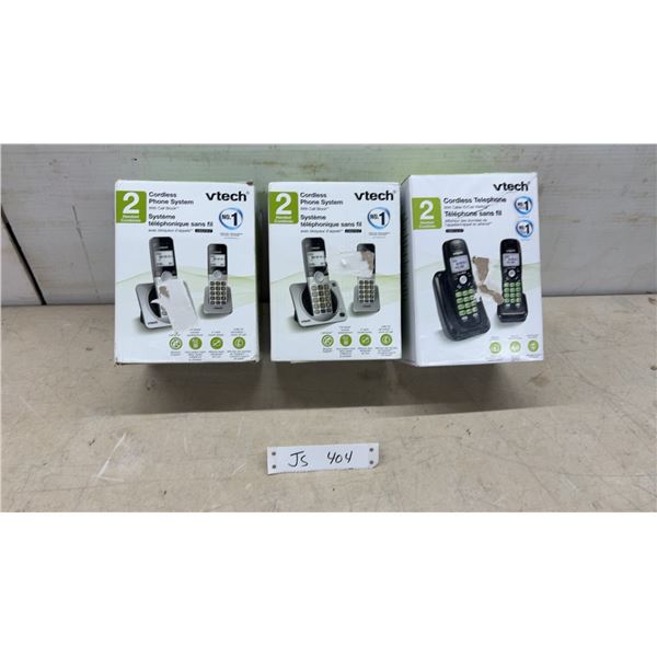 Vtech CS5219-2 DECT 6.0 Cordless Phone System with Call Block, 2 Handsets, Lot of 3.
