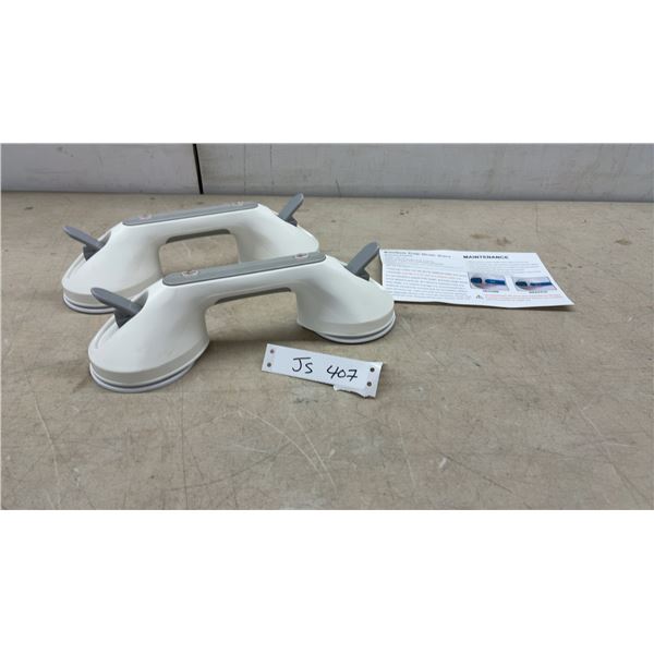 Suction Cup Grab Bars with Dual Locking Levers and Safety Indicators