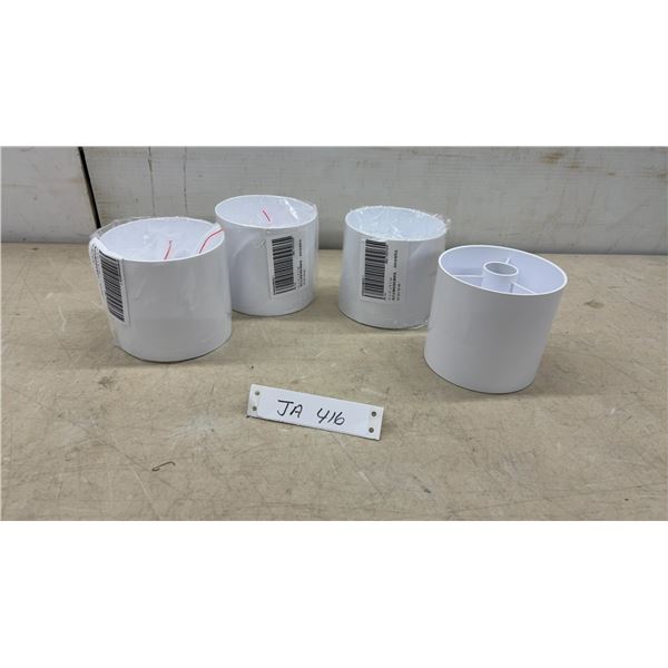 Lot of 4 White Plastic Golf Putting Green Hole Cups with Flagstick Support