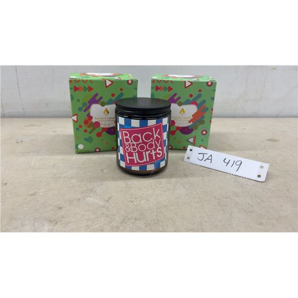 2 Back and Body Hurts Scented Candles, 100% Natural Handmade, 8-Ounce Jar