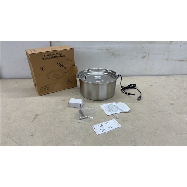 Stainless Steel Pet Water Fountain, 3.2 Liter Capacity, USB Powered, with Pump and Filter.