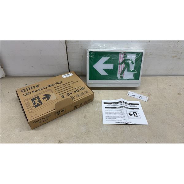 Qllite LED Running Man Exit Sign, Selectable Pictograms, 120-347VAC, Universal Mount