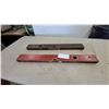 Image 1 : Two Vintage Wooden Spirit Levels with Brass Fittings, Red Painted and Natural Wood