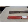 Image 4 : Two Vintage Wooden Spirit Levels with Brass Fittings, Red Painted and Natural Wood