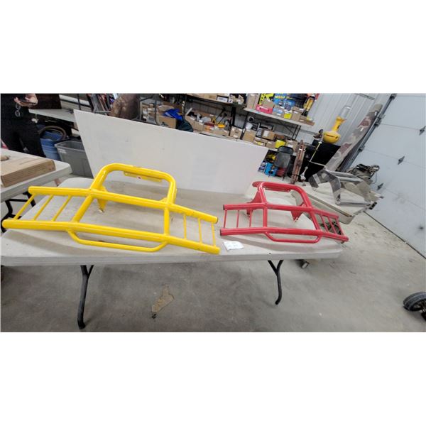 Yellow and Red ATV/UTV Front Brush Guards with Integrated Cargo Racks, Set of Two