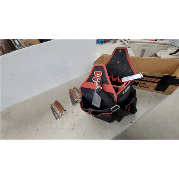 Husky Open-Top Tool Bag with Paslode Collated Framing Nails and More