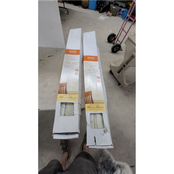 Two Home Decorators Collection 2" White Faux Wood Blinds 48 x 48"