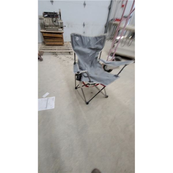 Outbound Folding Quad Camp Chair with Cup Holder, Gray