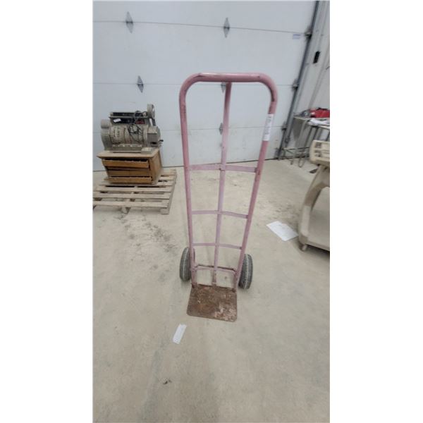 Pink Two-Wheel Upright Hand Truck Dolly with Pneumatic Tires and Steel Toe Plate